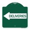 Signmission Designer Series Deliveries W/ Left Arrow, Green & White Aluminum Sign, 18" x 18", GW-1818-24363 A-DES-GW-1818-24363 - alternate 1